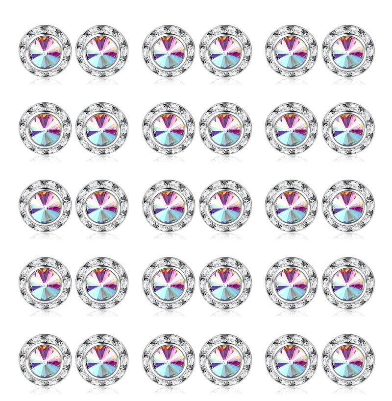 SAILIMUE 15Pairs Rhinestone Earrings For Women Dance Competition Performance Ballet Stud Earrings Stainless Steel Round Acrylic Stone Inside Rhinestone Crystal Halo Dance Competition Earrings Set 15mm - Image 1