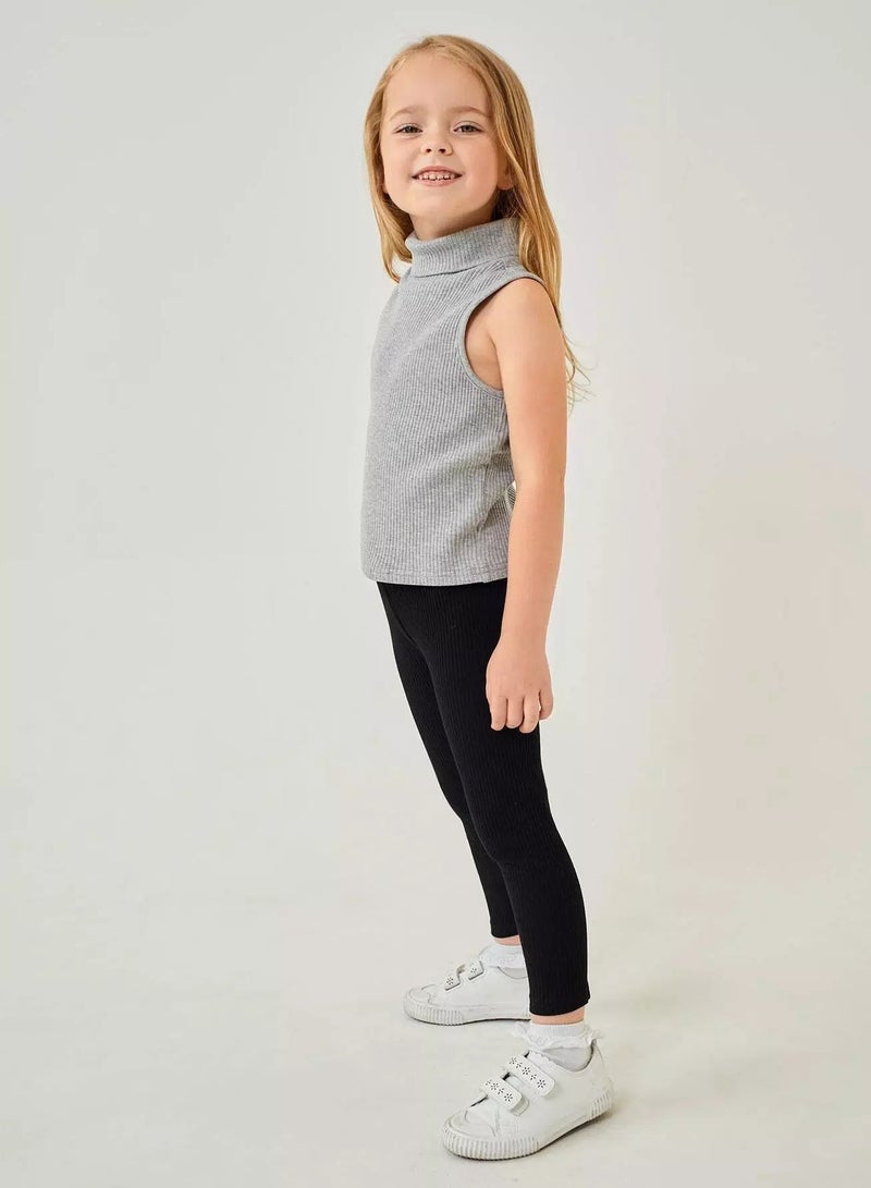 Toddler Girls Cotton Stand Collar Tank Top - Image 3