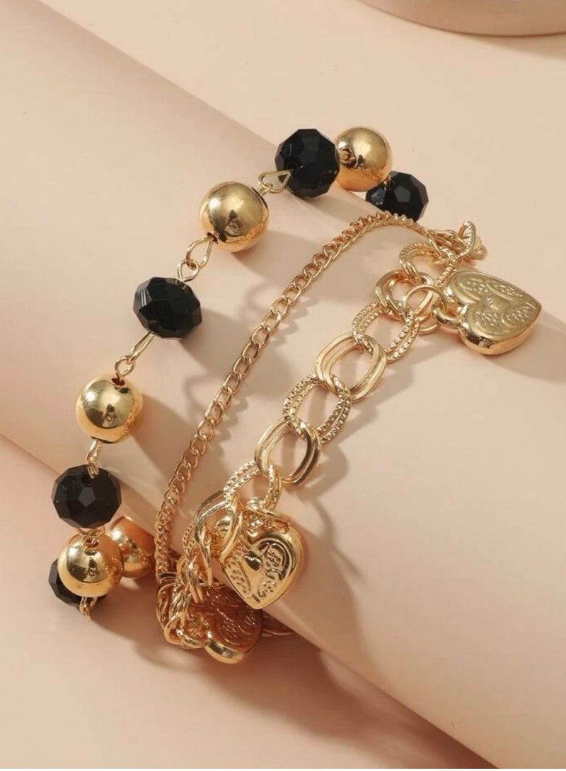 نون-شى اسوارة نسائية مطلية باللون الذهبي عيار 18 - Image 1