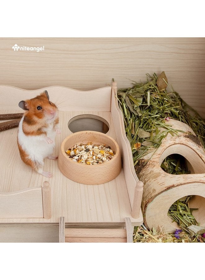 نيتينجيل وعاء طعام خشبي للهامستر من Niteangel - طبق طعام للحيوانات الصغيرة للهامستر السوري القزم والجربوع والفئران والديجوس أو غيرها من الحيوانات الأليفة الصغيرة ذات الحجم المماثل (نمط هامي، للهامستر السوري) - Image 2