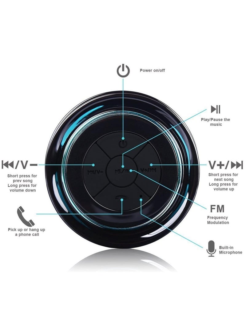 Bluetooth Shower Speakers, Fegishilly Portable Wireless Waterproof Speaker with FM Radio  Suction Cup, Pairs Easily to Your Bluetooth Devices - Phones, Tablets, Computer - Image 4