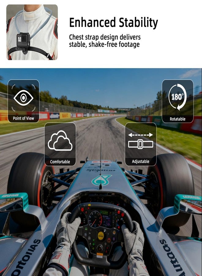 حامل جيشان للرقبة لكاميرات الحركة مع وسادة هوائية، وحوامل GoPro مع حزام قابل للتعديل، متوافق مع ملحقات كاميرات الحركة Insta 360 X5 وGoPro Hero 13/12/11/10 وDJI OSMO Nano/Action 6 - Image 2