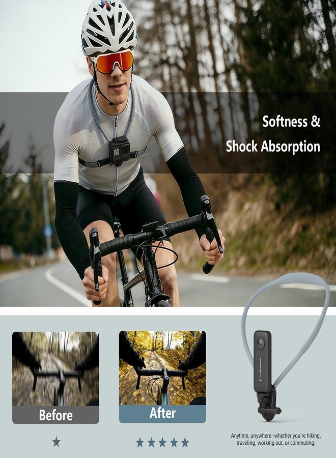 حامل جيشان للرقبة لكاميرات الحركة مع وسادة هوائية، وحوامل GoPro مع حزام قابل للتعديل، متوافق مع ملحقات كاميرات الحركة Insta 360 X5 وGoPro Hero 13/12/11/10 وDJI OSMO Nano/Action 6 - Image 5