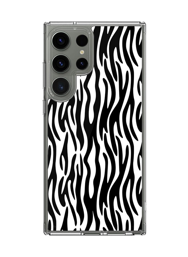 Stylizedd Classic Clear Case for Samsung Galaxy S25 Ultra , Hybrid Soft Case Flexible Edges TPU PC Gel Thin Transparent Cover - Zebra Stripes Full Print - Image 1