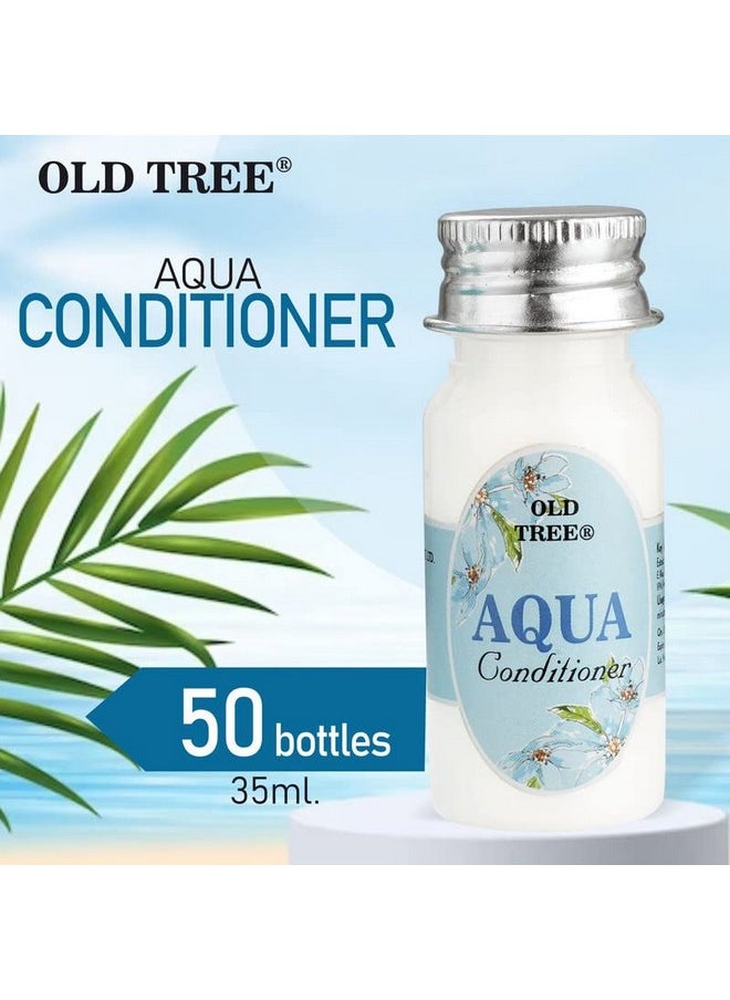 أولد تري مجموعة أدوات العناية بالشعر من Old Tree Aqua سعة 35 مل - (مجموعة من 50 قطعة) | مجموعة بلسم بحجم مناسب للسفر والفنادق وبيوت الضيافة | وسائل الراحة والإكسسوارات الفندقية للشعر الجاف والمتطاير  - Image 2