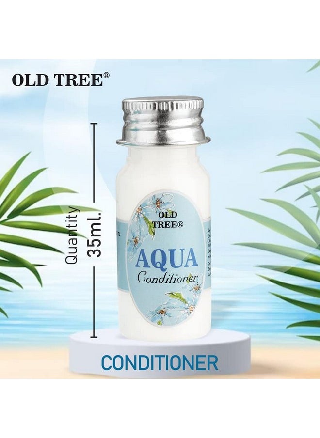 أولد تري مجموعة أدوات العناية بالشعر من Old Tree Aqua سعة 35 مل - (مجموعة من 50 قطعة) | مجموعة بلسم بحجم مناسب للسفر والفنادق وبيوت الضيافة | وسائل الراحة والإكسسوارات الفندقية للشعر الجاف والمتطاير  - Image 3