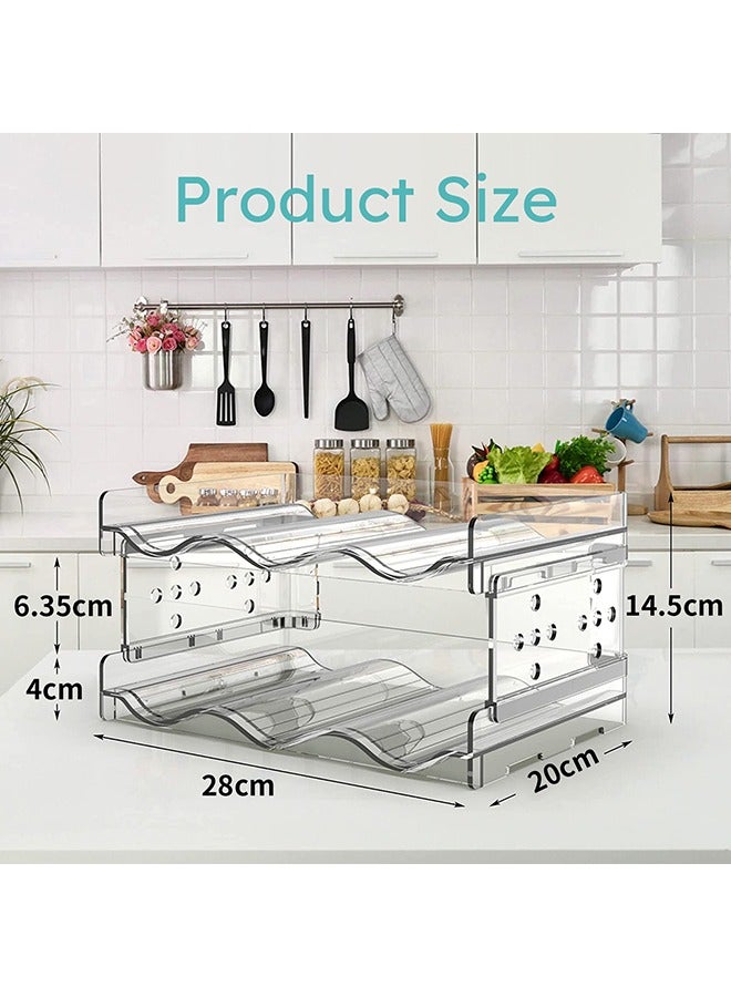 LENND Water Bottle Organizer - 2 Pack Stackable Cup Organizer for Cabinet, Countertop, Pantry and Fridge, Free-Standing Tumbler Kitchen Storage Holder for Wine and Drink Bottles, Clear Plastic  - Image 3