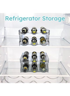 LENND Water Bottle Organizer - 2 Pack Stackable Cup Organizer for Cabinet, Countertop, Pantry and Fridge, Free-Standing Tumbler Kitchen Storage Holder for Wine and Drink Bottles, Clear Plastic  - Image 5
