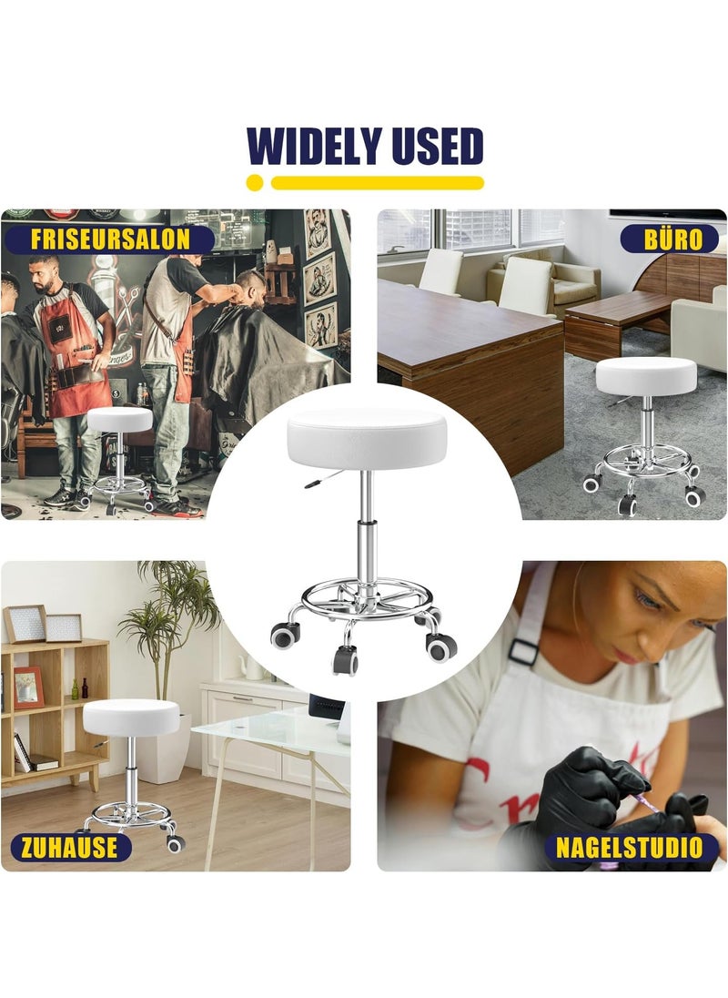 Generic Height-Adjustable Rolling Stool with Footrest – 49-63cm, PU Leather, Swivel & Lightweight  - Image 3