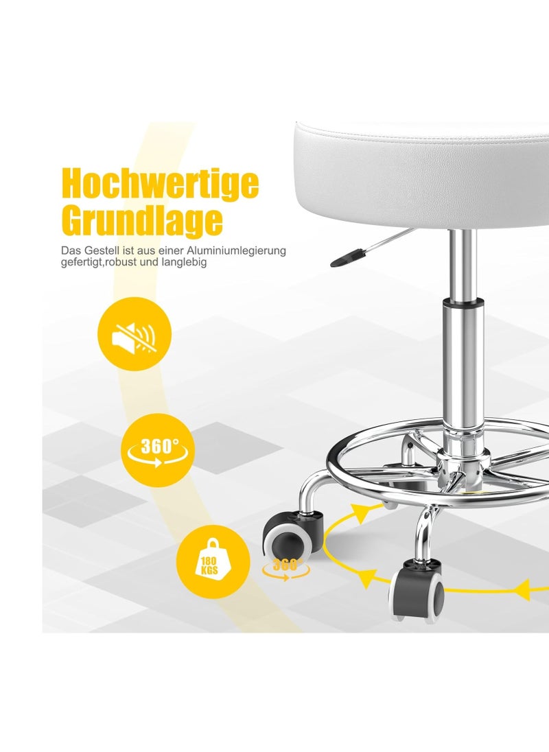 Generic Height-Adjustable Rolling Stool with Footrest – 49-63cm, PU Leather, Swivel & Lightweight  - Image 4