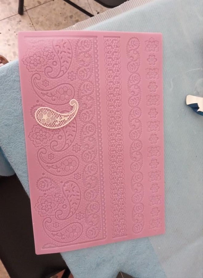 Anyana Paisley Lace Silicone impression Mat fondant imprint lace mat Cake candy Decorating Supplies Pastry gumpaste Sugar Paste Baking Mould edible floral lace wedding Craft Diy Clay Epoxy Resin Mold - Image 4