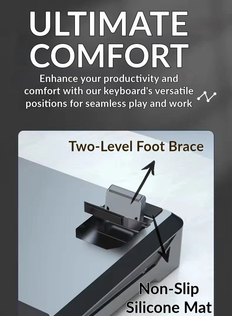 general Mechanical Gaming Keyboard, 68 Key, Red/Blue Switch, RGB Lights, Arabic, Wired USB Type C, waterproof, Anti-Dust, Ingrid White, BlueSwitch - Image 5