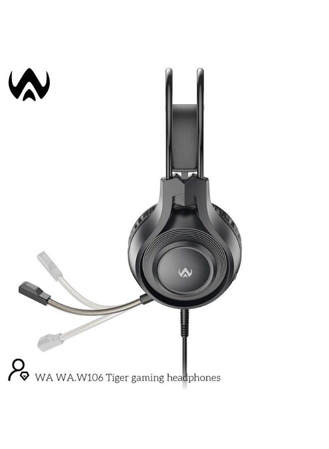 WA.W106 Wired Gaming Headset with Noise Reduction, 3.5mm Jack, Compatible with all PlayStations, PCs, and Mobile Phones, Includes Microphone, 1.8m Cable, Black - Image 5