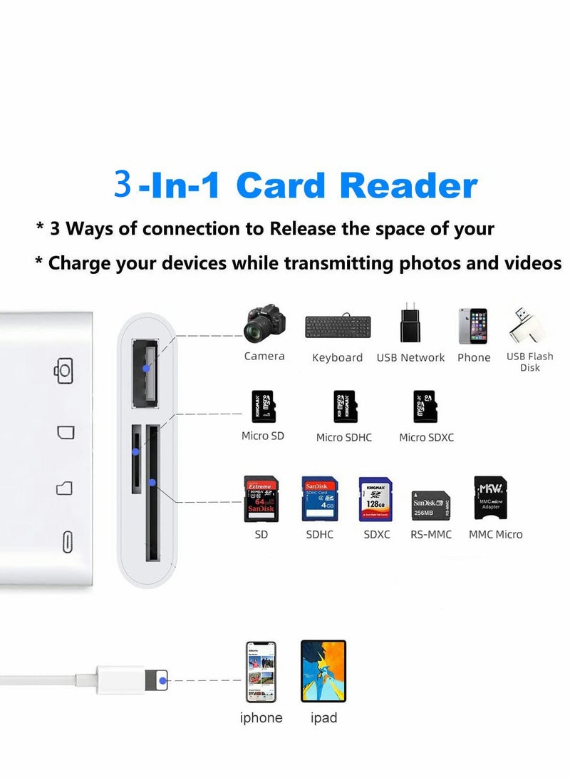 Excefore SD Card Reader for iPhone iPad with Micro Adapter Port, Type C Memory Plug and Play - Image 2