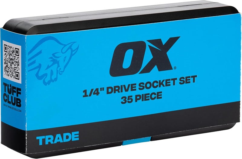 OX Tools OX Trade 1/4" Drive Socket Wrench Set, 35pcs Metric Impact Socket Set with 72T Ratchet Handle - Image 5