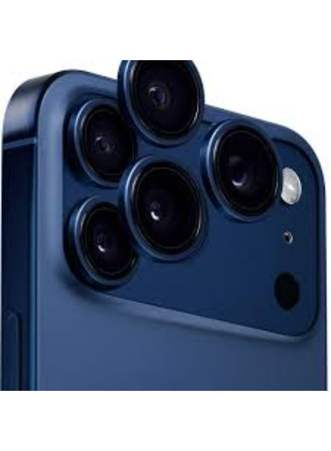 Compatible for iPhone 17 Pro / iPhone 17 Pro Max Camera Lens Protector, AR Lens Protector Auto Installation,9H Tempered Glass,AR+AF Metal Individual Ring - Blue Titanium