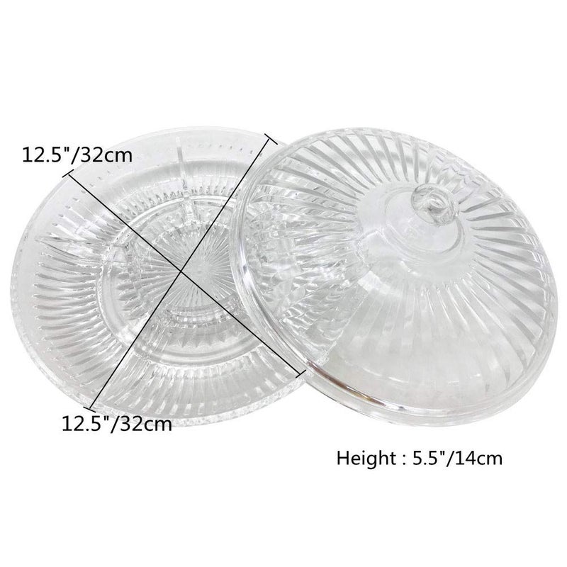 FEOOWV Creative Acrylic Multifunctional Party Snack Tray with Lid,Serving Dishes for Dried Fruits Nuts Candies Fruits,6-Compartment (Round) - Image 2