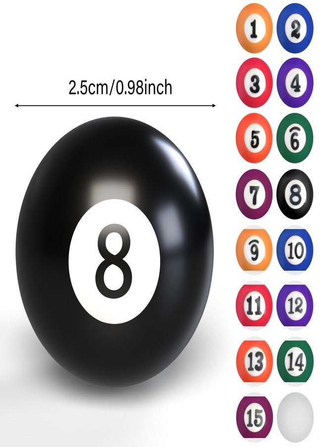 AccEncyc 2.5cm/0.98inch Mini Billiard Balls Set 16Pcs Children Mini Pool Balls Small Billiard Balls for kid's Mini Pool Table Billiard Ball Indoor Table Game Toy for Kids, Adults - Image 2