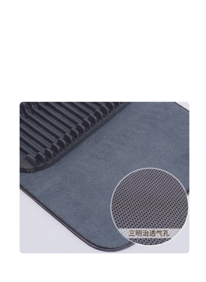 PYEBE - Rack and Microfiber Dish Drying Mat Space Saving Lightweight Design Folds Up for Easy Storage Mini Charcoal - Image 1