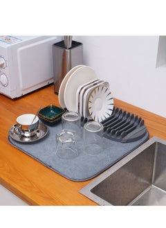 Rack and Microfiber Dish Drying Mat Space Saving Lightweight Design Folds Up for Easy Storage Mini Charcoal