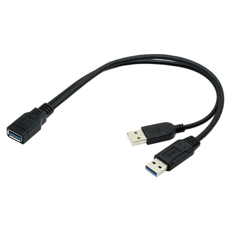 chenyang USB 3.0 Splitter Y Cable USB 1 Female to 2 Male Extra Power Data Extension Cable for 2.5" Mobile Hard Disk - Image 1