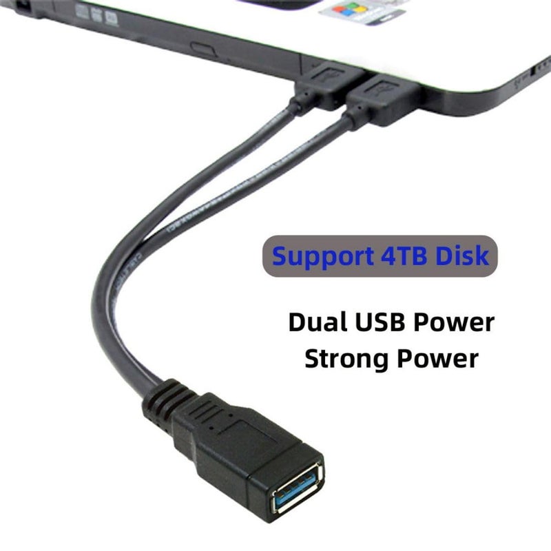 chenyang USB 3.0 Splitter Y Cable USB 1 Female to 2 Male Extra Power Data Extension Cable for 2.5" Mobile Hard Disk - Image 5