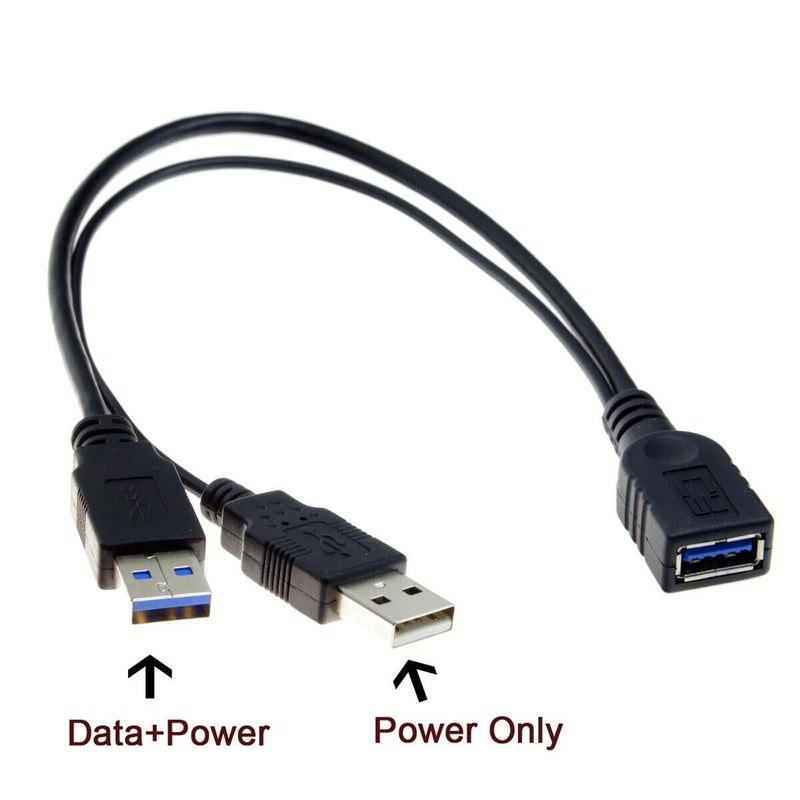 chenyang USB 3.0 Splitter Y Cable USB 1 Female to 2 Male Extra Power Data Extension Cable for 2.5" Mobile Hard Disk - Image 2