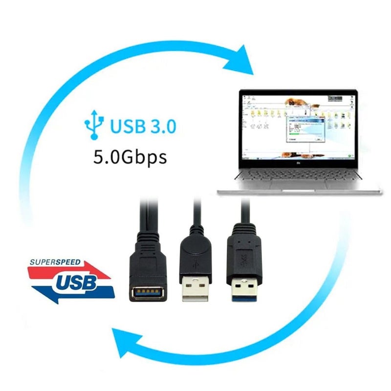 chenyang USB 3.0 Splitter Y Cable USB 1 Female to 2 Male Extra Power Data Extension Cable for 2.5" Mobile Hard Disk - Image 4