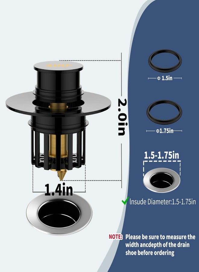 SIIU Universal 2 in 1 Bathtub Drain Stopper Bathtub Drain Hair Catcher，Pop-up Tub Stopper with Effective Filter Basket, Anti-Clogging Bathtub Drain Plug Bath Tub Stoppers for 1-1/2 to 1-3/4"" (Black) - Image 2