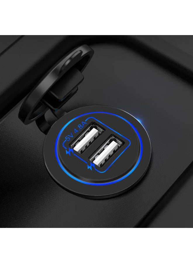 Iztoss Car Modification Usb Car Charger, 4.8a Motorcycle Modification Interface Accessory, 12v/24v Universal Dual-led Car Charger, Blue Model With 60cm Wiring Harness - Image 2