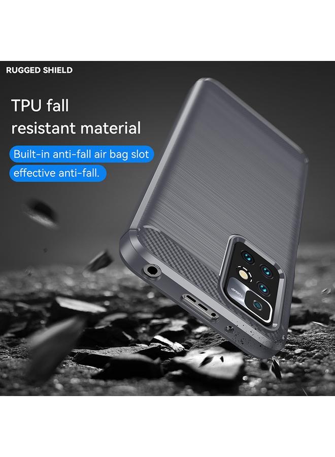 Case For Xiaomi Redmi 10 / 10 Prime Brushed Texture Carbon Fiber TPU Case - Image 3