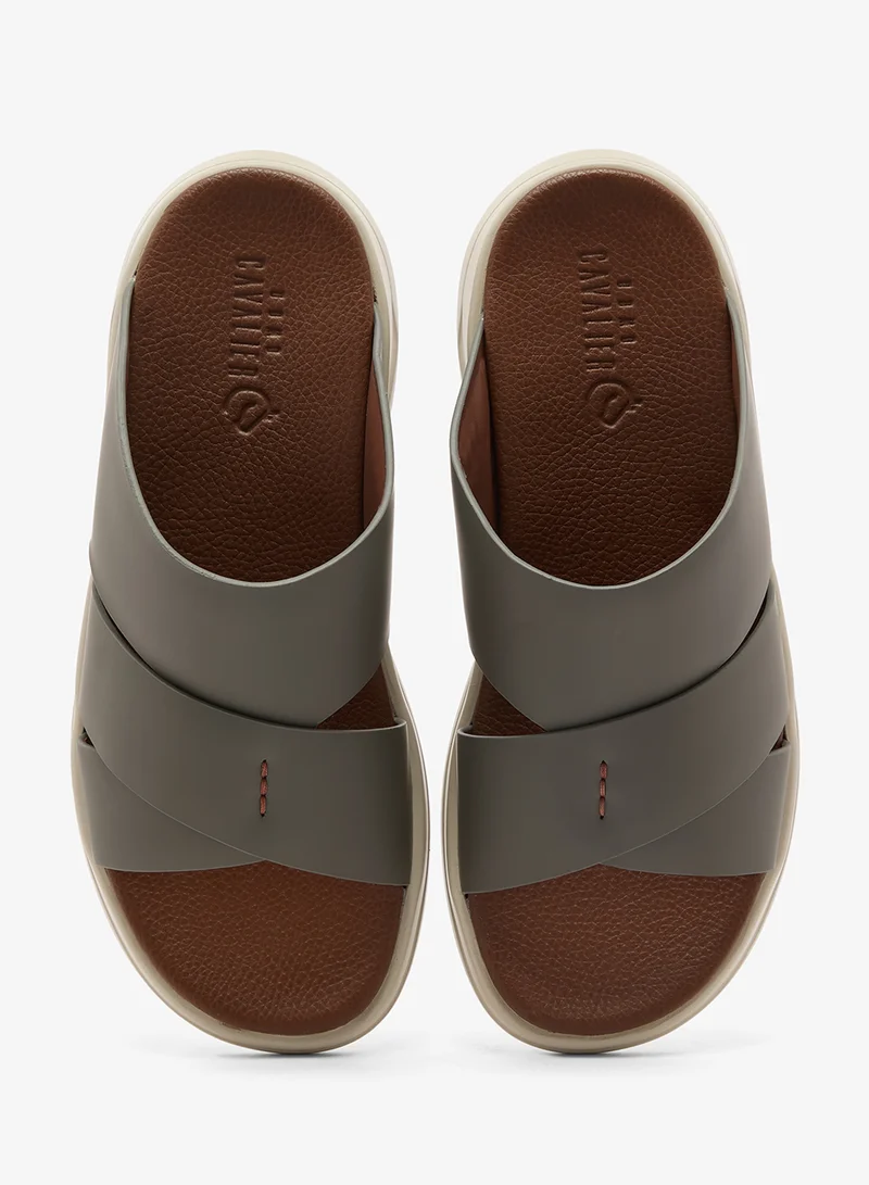 UOMO Cavalier Grey Comfort Leather Arabian Sandals for Men | Best Price UAE