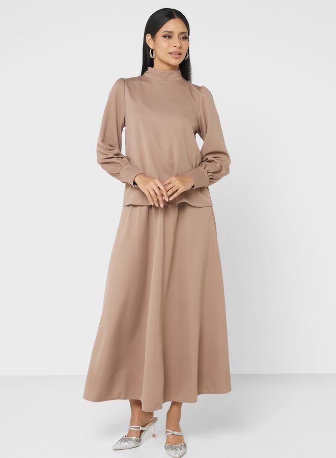 Refka by modanisa High Neck Top And High Waist Skirt Set - Image 5