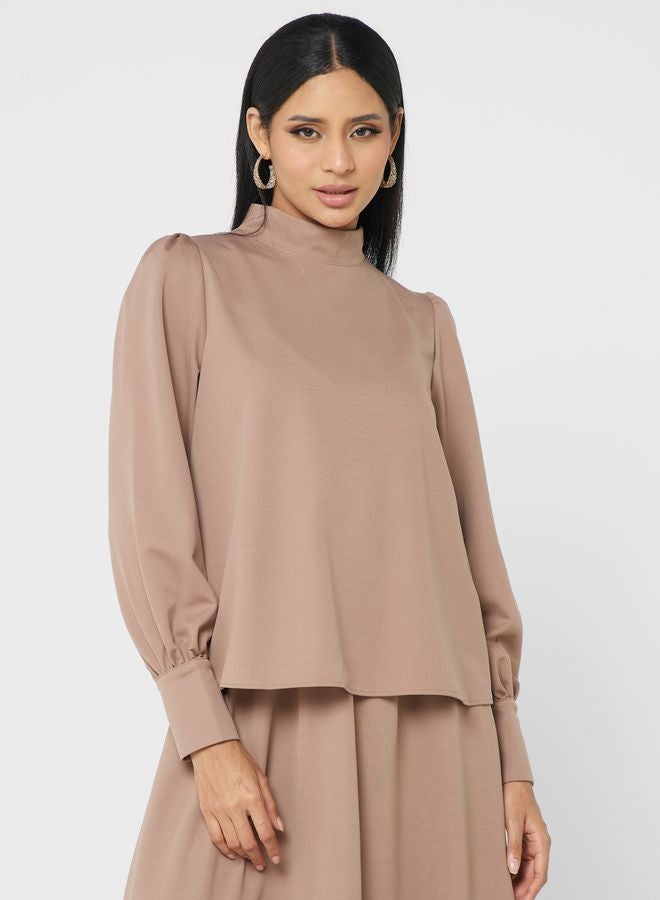 Refka by modanisa High Neck Top And High Waist Skirt Set - Image 3