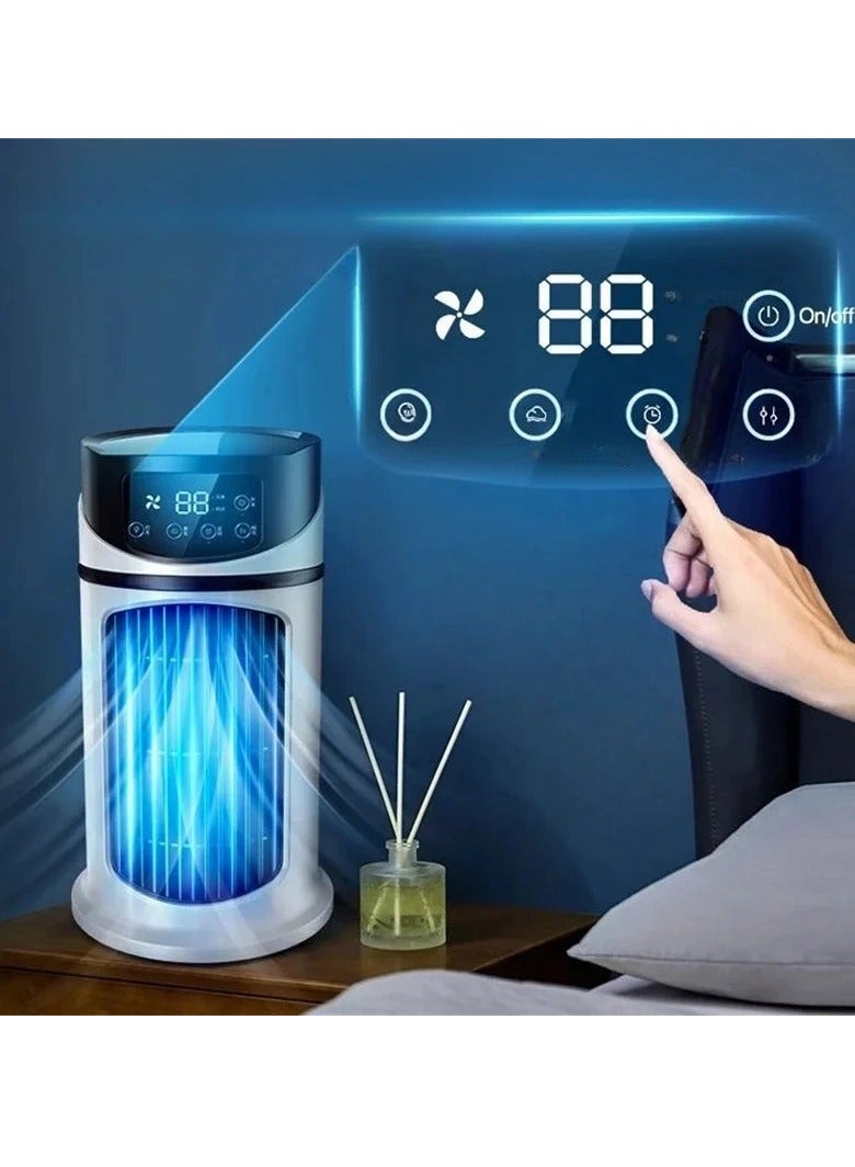 AROAQ Portable Air Conditioner, USB Air Conditioning Fan With RGB Light, Evaporative Small Air Cooler With Six Speeds Wind For Room Office Camping, (1pc, Silver And Black) - Image 4