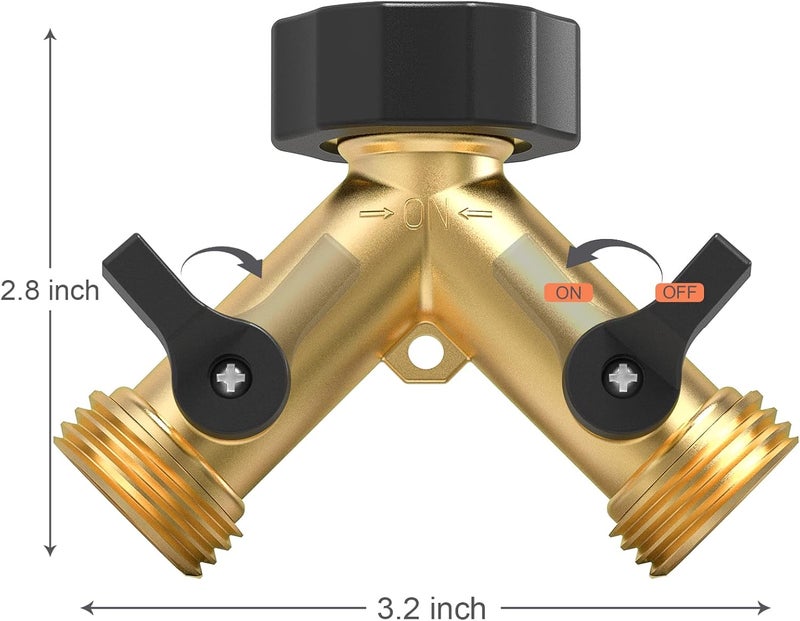 Twinkle Star Garden Hose Splitter 2 Way, Y Connector Brass Garden Hose Adapter - Image 2