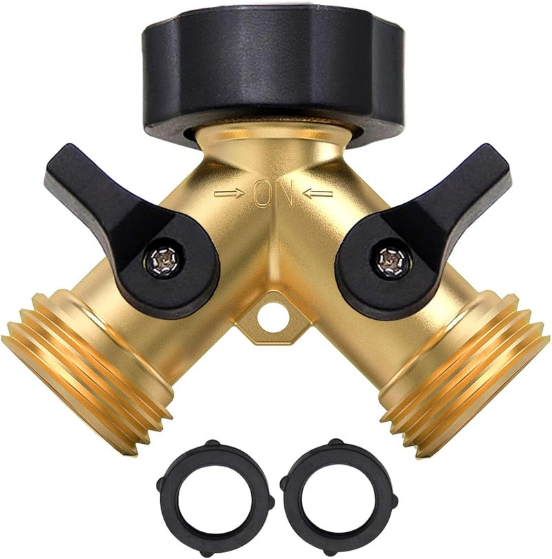 Twinkle Star Garden Hose Splitter 2 Way, Y Connector Brass Garden Hose Adapter - Image 1