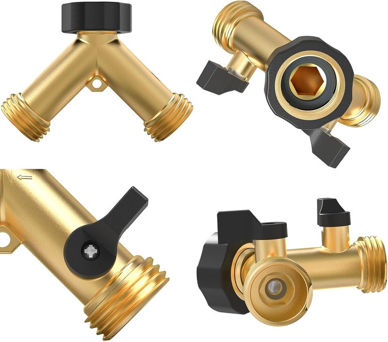 Twinkle Star Garden Hose Splitter 2 Way, Y Connector Brass Garden Hose Adapter - Image 3