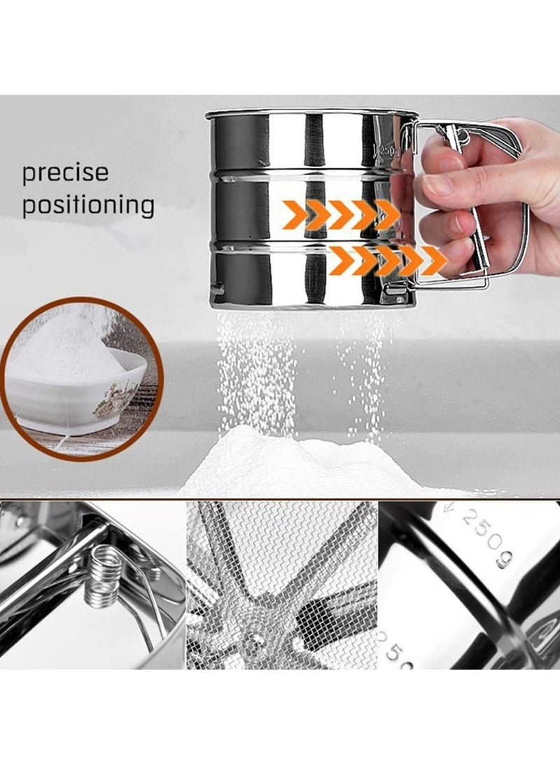 1pc الفولاذ المقاوم للصدأ دقيق تصفية للخبز، مسحوق سكر شاكر مع تصميم الصحافة اليدوية، شبكة دقيق تصفية الغنال - Image 5