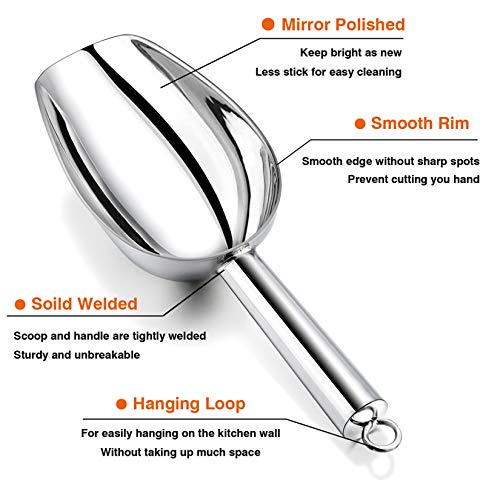 P&P CHEF Small Ice Scoop, 6OZ Stainless Steel Candy Food Flour Scoop, Utility for Kitchen Garden Bar Wedding Bath, Heavy Duty & Non Toxic & Easy Clean, (Silver, 1Pc) - Image 3