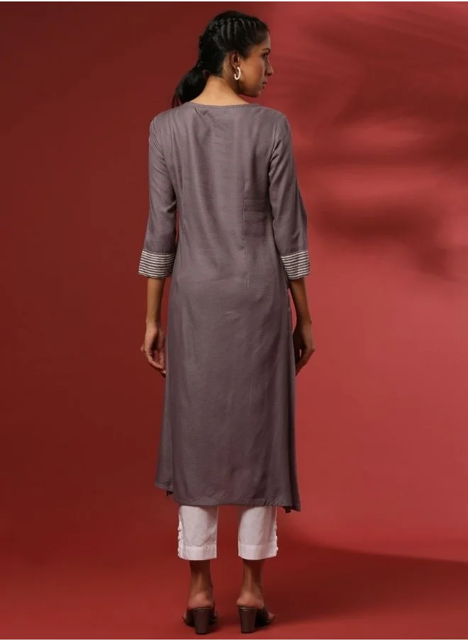 Abhishti Button down straight kurta- grey