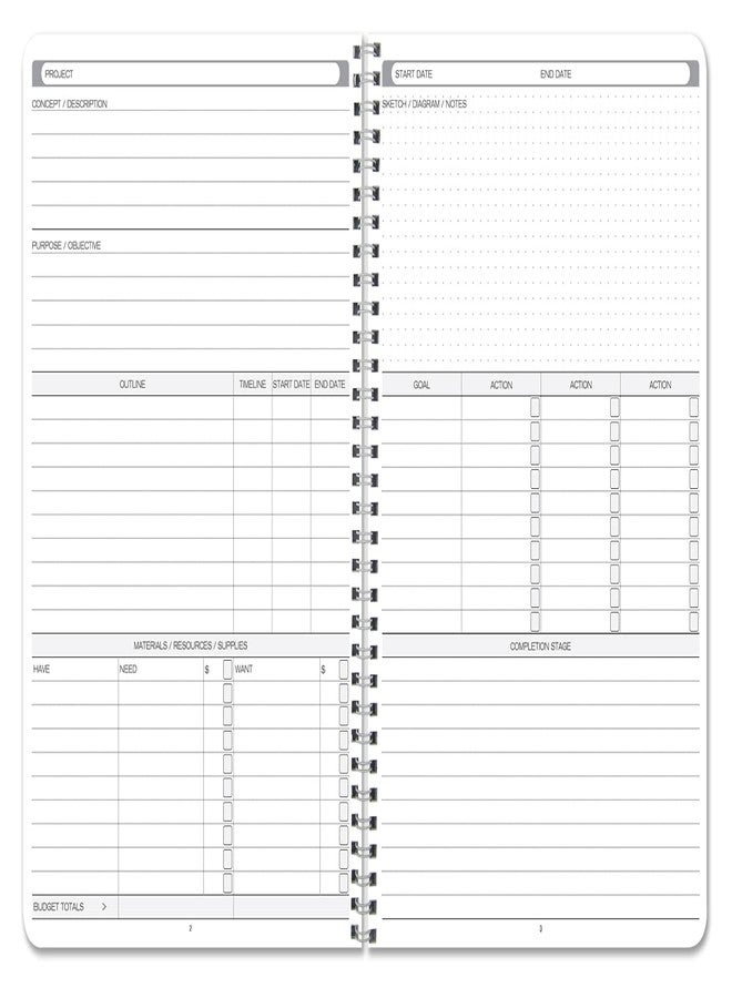 BookFactory Project Diary/Project Management Logbook - Wire-O, 100 Pages, 8.5'' x 11'' (Made in USA) - Image 3