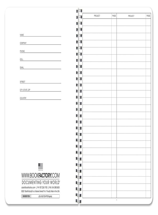 BookFactory Project Diary/Project Management Logbook - Wire-O, 100 Pages, 8.5'' x 11'' (Made in USA) - Image 2