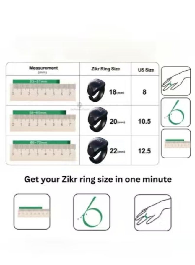 عداد تاسبيه ذكي بحلقة - تذكير وقت صلاة السلام، شاشة OLED، مقاوم للماء IPX67، حلقة قابلة للتعديل (18 مم و20 مم) - Image 3