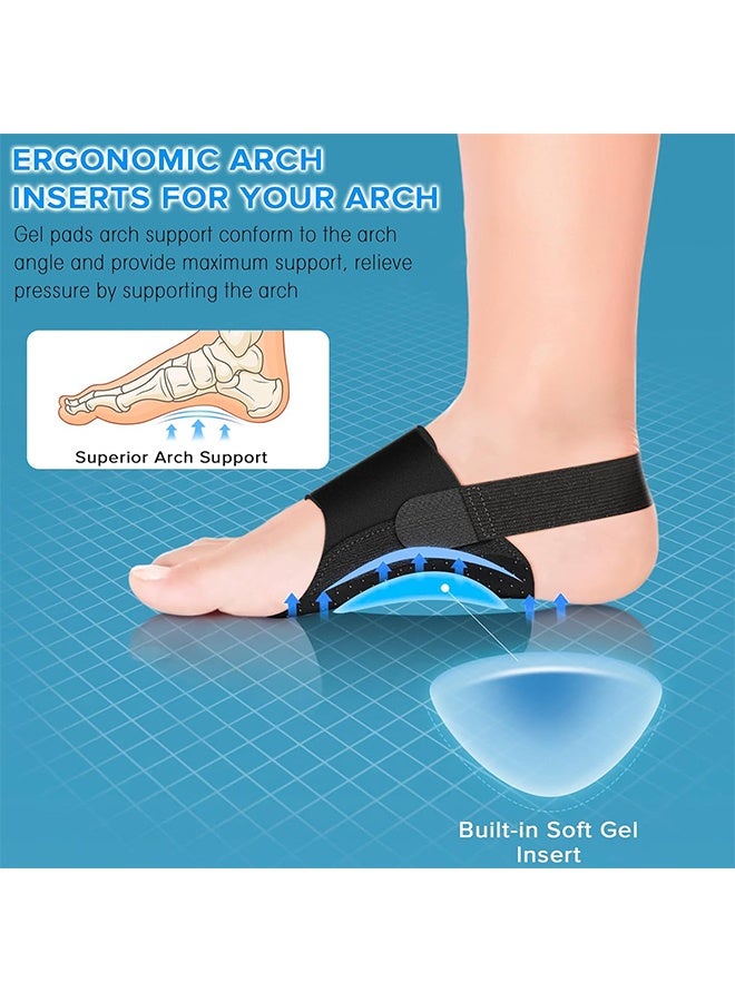JS Arch Support Braces, Upgraded Non-Slip Wearable Arch Support, Built-in Orthotics, Adjustable Bands, Gel Pads for Flat Feet High & Fallen Arch Unisex (Black) - Image 3