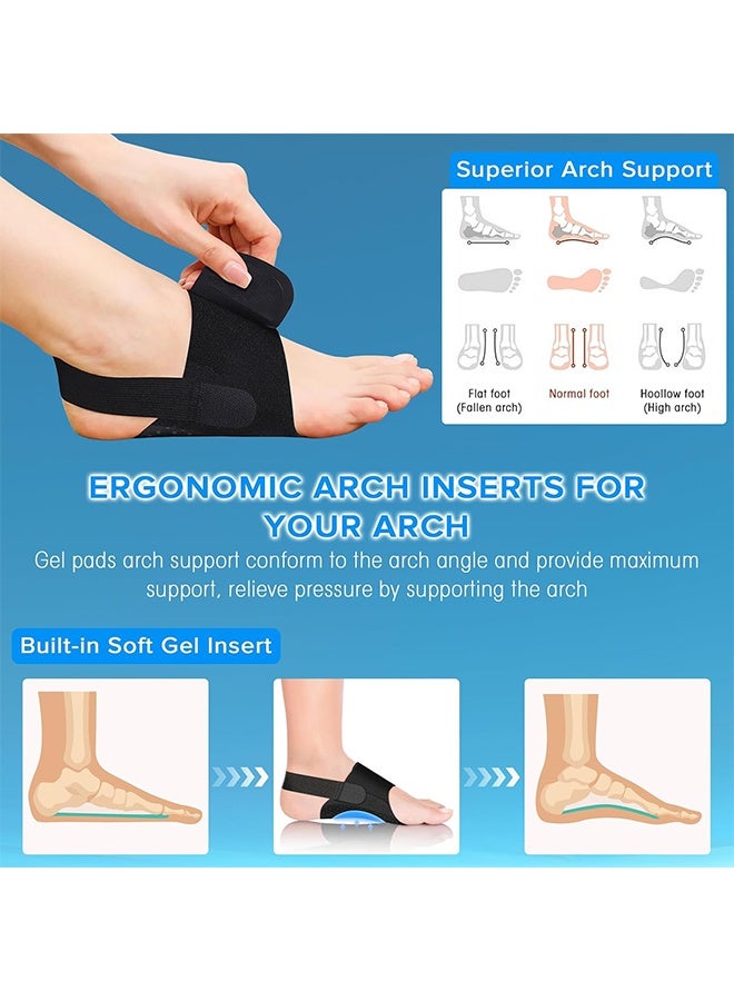 JS Arch Support Braces, Upgraded Non-Slip Wearable Arch Support, Built-in Orthotics, Adjustable Bands, Gel Pads for Flat Feet High & Fallen Arch Unisex (Black) - Image 4