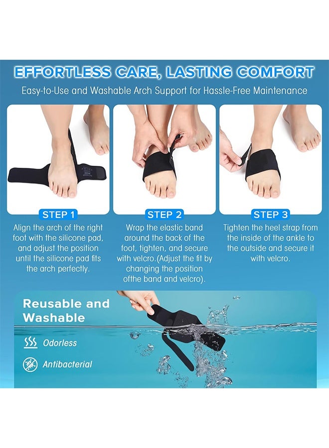 JS Arch Support Braces, Upgraded Non-Slip Wearable Arch Support, Built-in Orthotics, Adjustable Bands, Gel Pads for Flat Feet High & Fallen Arch Unisex (Black) - Image 5