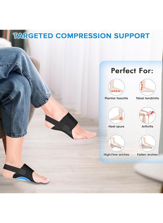 JS Arch Support Braces, Upgraded Non-Slip Wearable Arch Support, Built-in Orthotics, Adjustable Bands, Gel Pads for Flat Feet High & Fallen Arch Unisex (Black) - Image 2