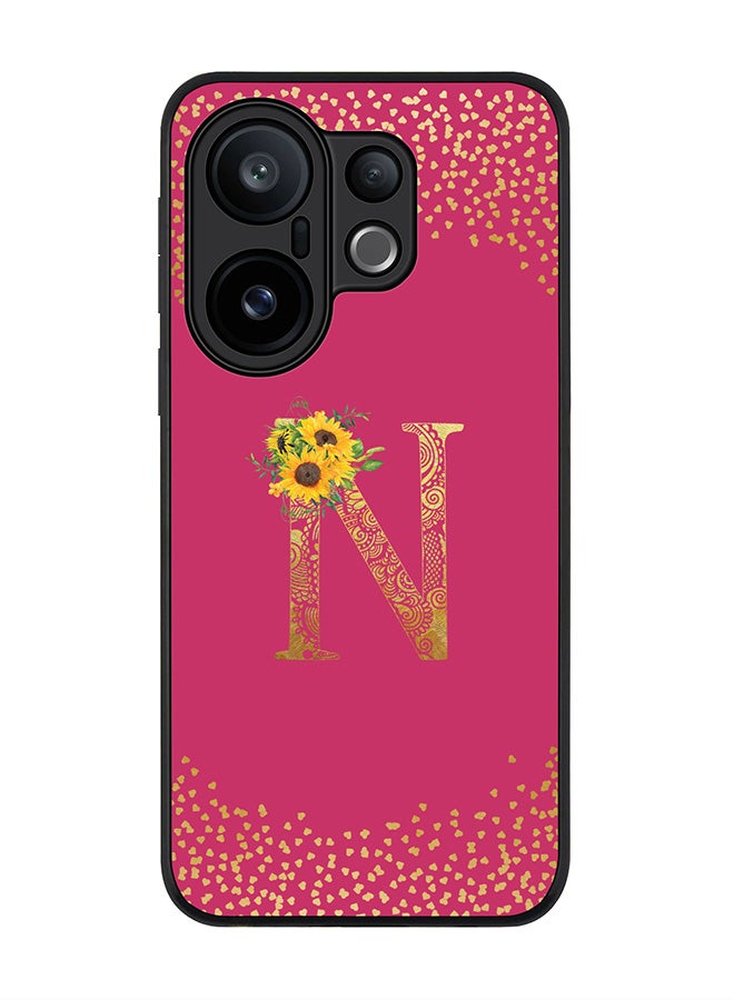 Stylizedd For vivo X200 FE / S30 Pro mini Case,Slim fit Camera Protection, Shockproof Thin Phone cover  - Custom Floral Monogram - N ( Deep Pink ) - Image 1