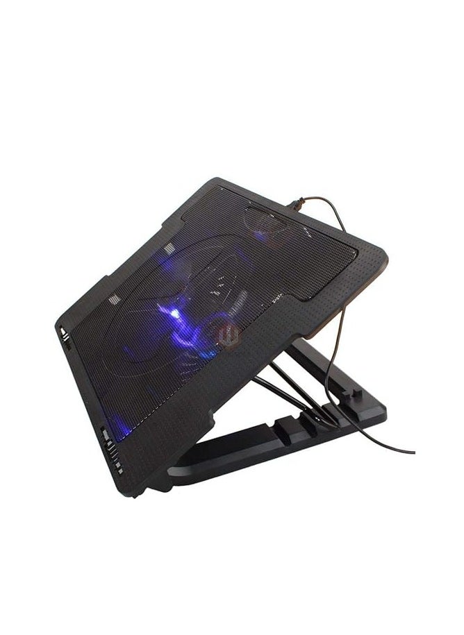 Generic USB LED 2 Fan Cooler Adjustable Stand Pad for 9-17in Laptop  - Image 1